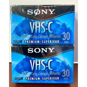 VHS-C SONY Premium Blank 30 Minute Camcorder Video Tapes 2-Pack Sealed TC-30VHGL